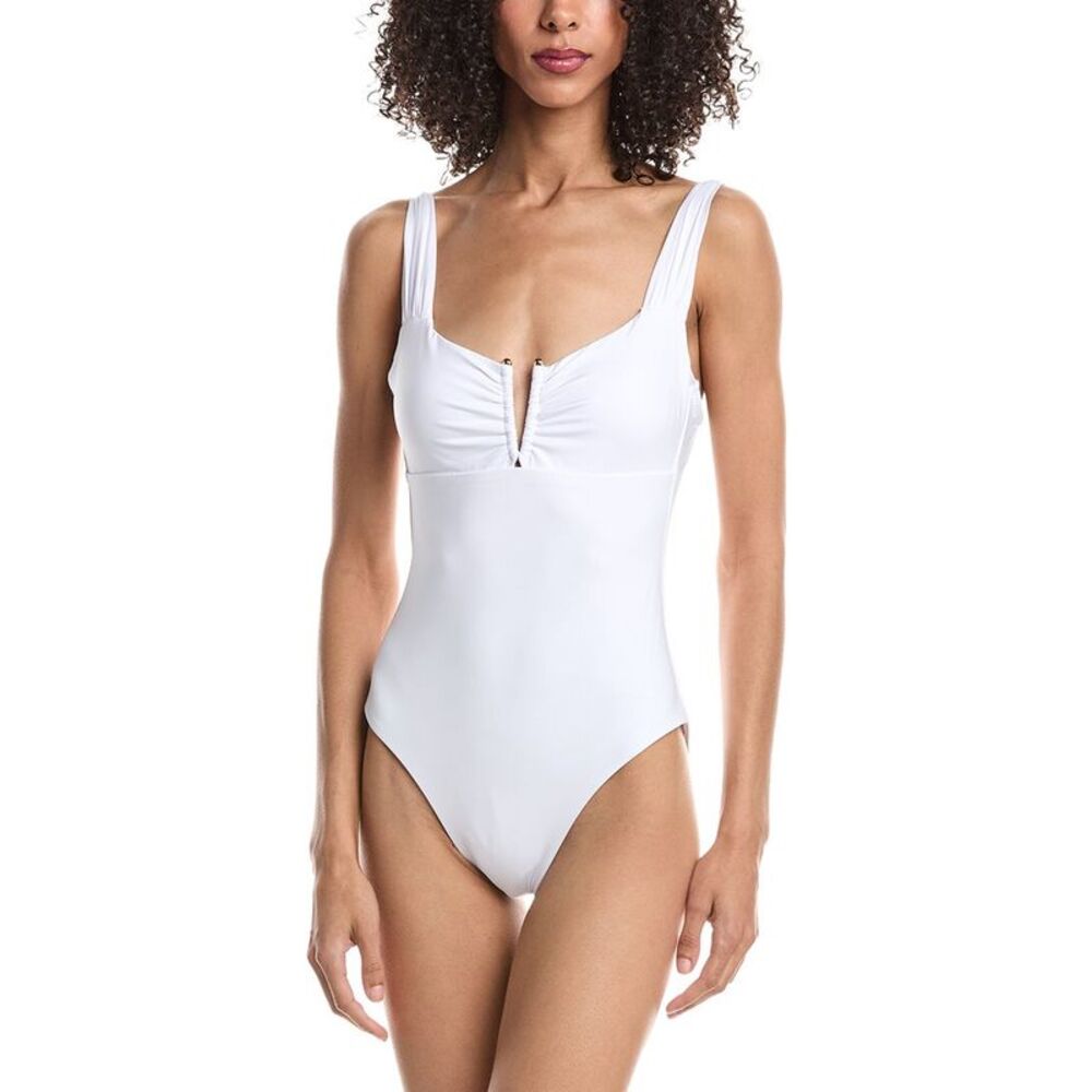 Becca By Rebecca Virtue Womens Viviana Plunge One-Piece, White